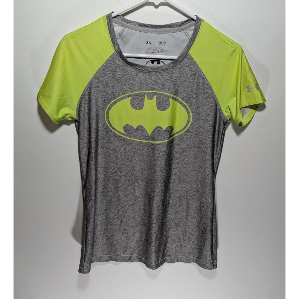 Womens Under Armour Batman Heatgear Fitted Top Gray Compression Shirt Size Small